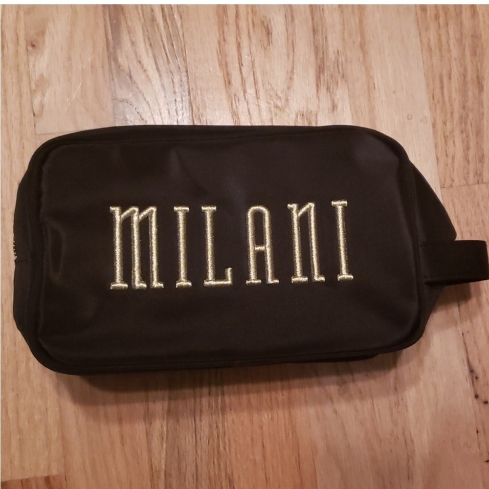 MILANI (2) Cosmetic Makeup Travel Storage Bag, 10"W x 6"H x 5"D, Black, New